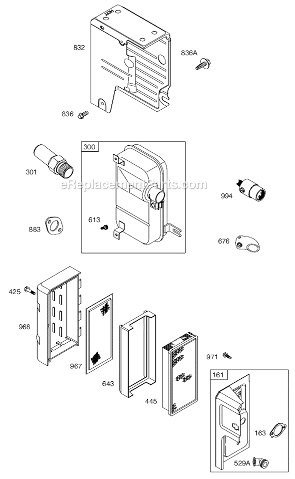 Page E Diagram and Parts List for 93400SERIES 0010-1286 Briggs and Stratton Engine